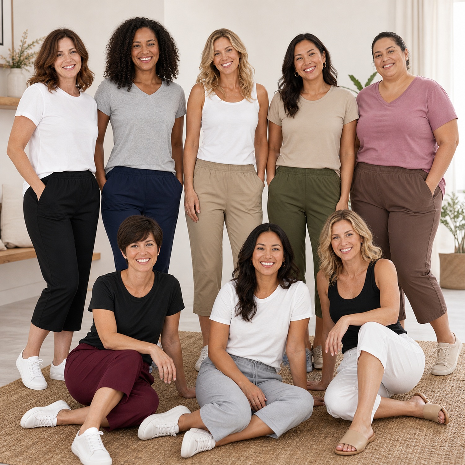 Women's Cropped Capri Travel Pants - 8 Pack