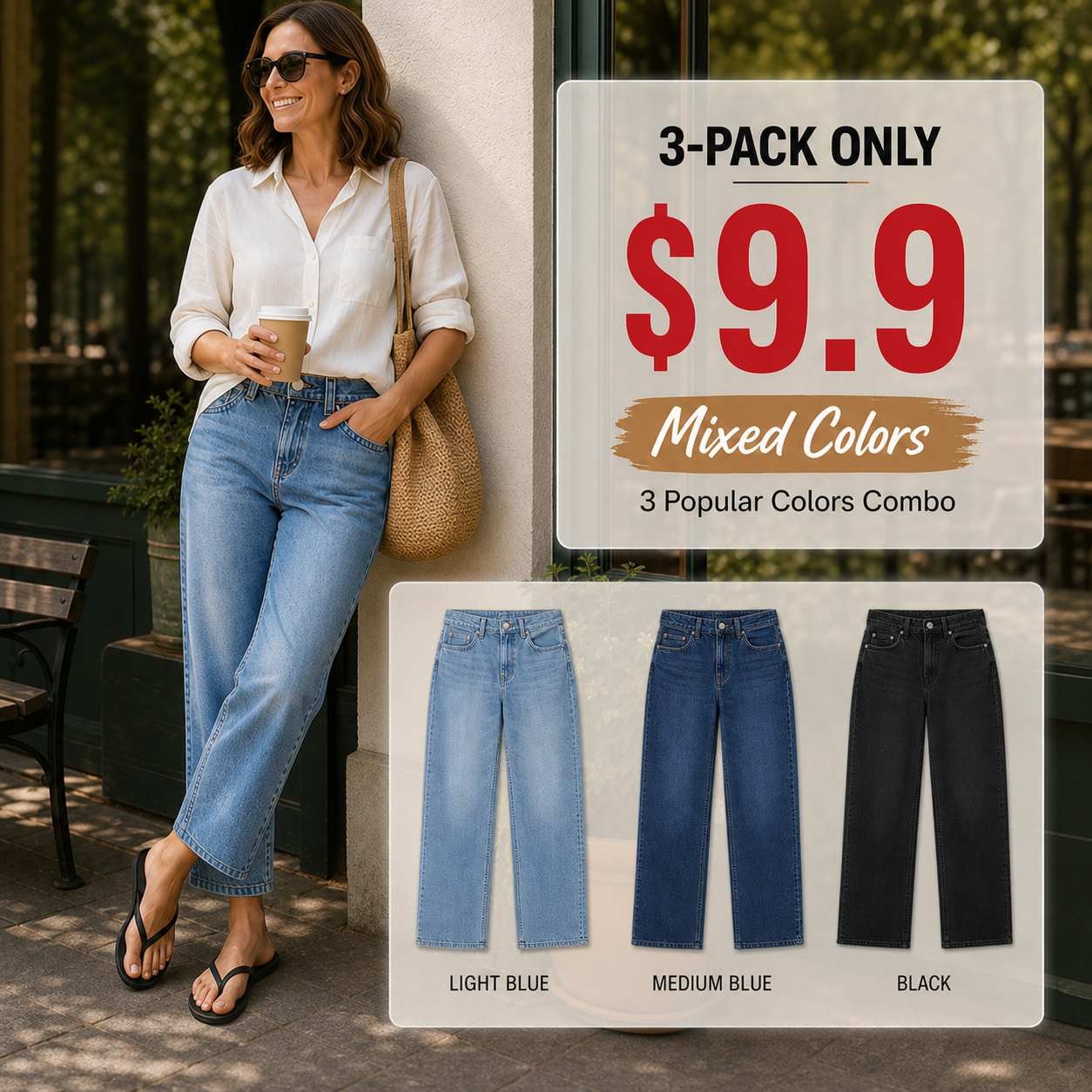 Seaming Detail Mid Waist Straight Leg Crop Jeans