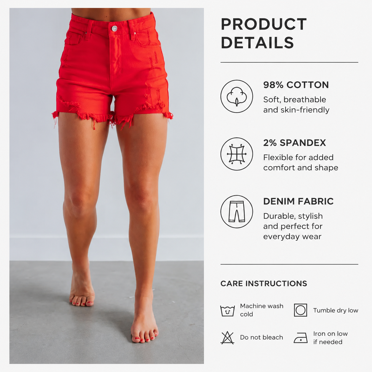 ⚡FINAL SALE⚡Summer-style frayed denim shorts