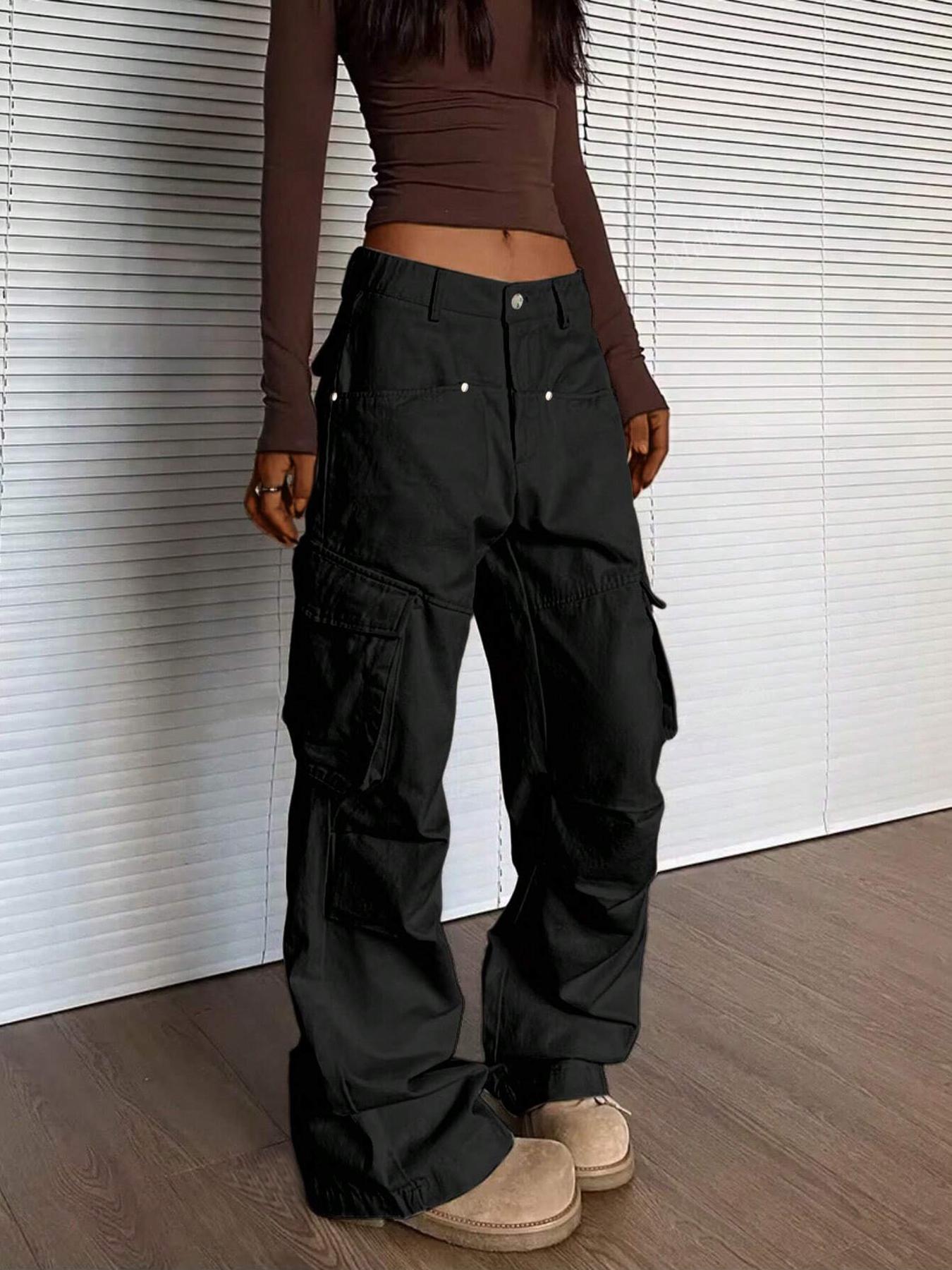 Women's Elegant Basic Solid Color Cargo Pants