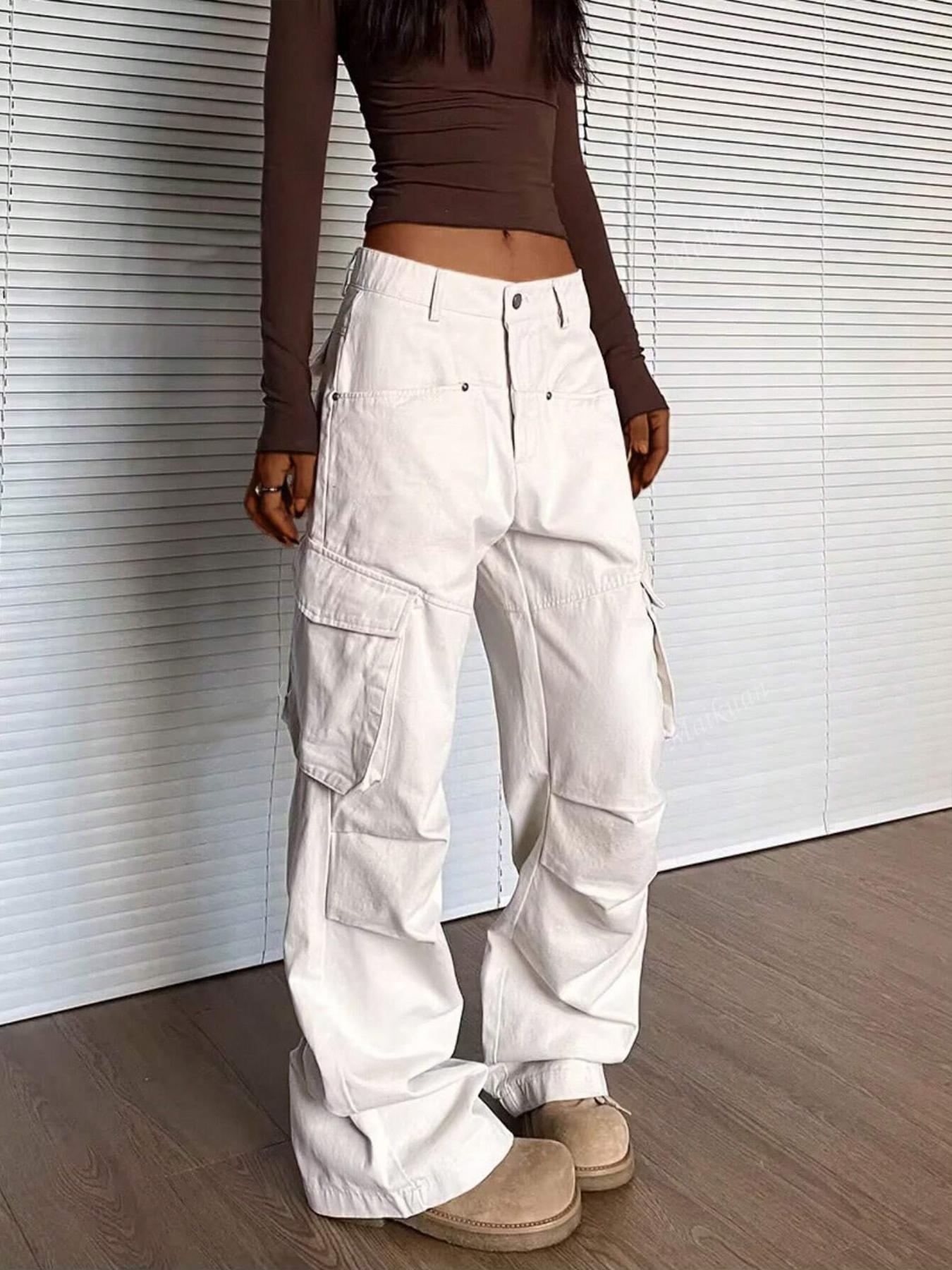 Women's Elegant Basic Solid Color Cargo Pants