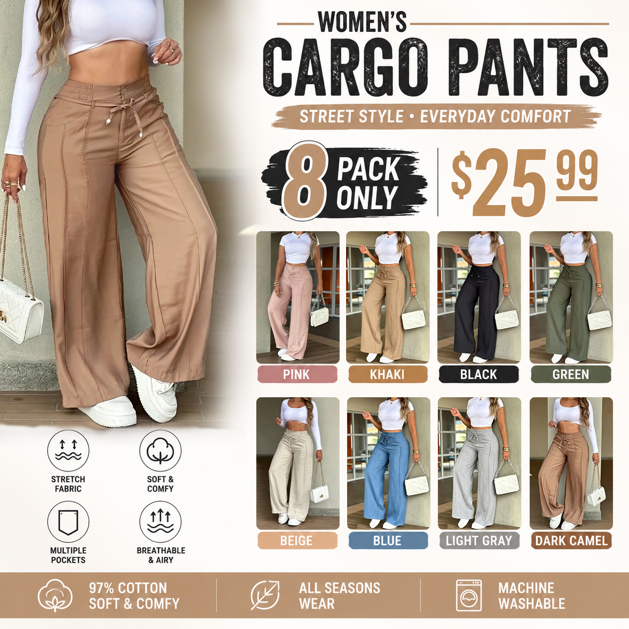 2026 New Women's Wide Leg Casual Pants Trouser