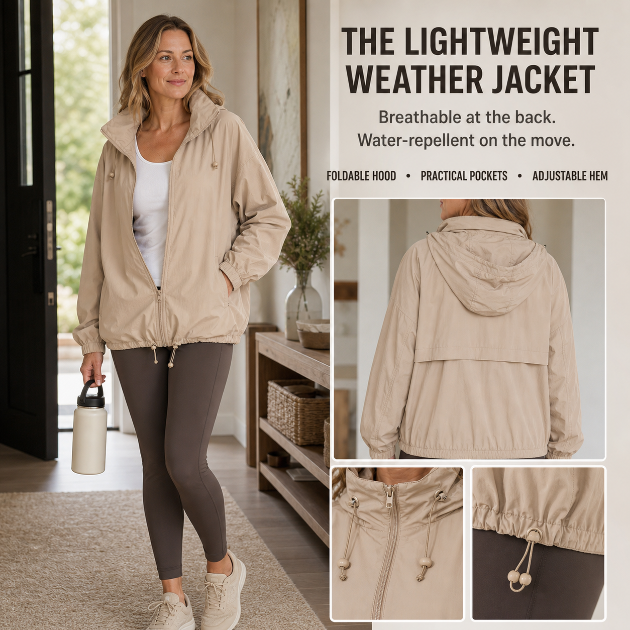 Women's Waterproof Lightweight Zip Up Jacket