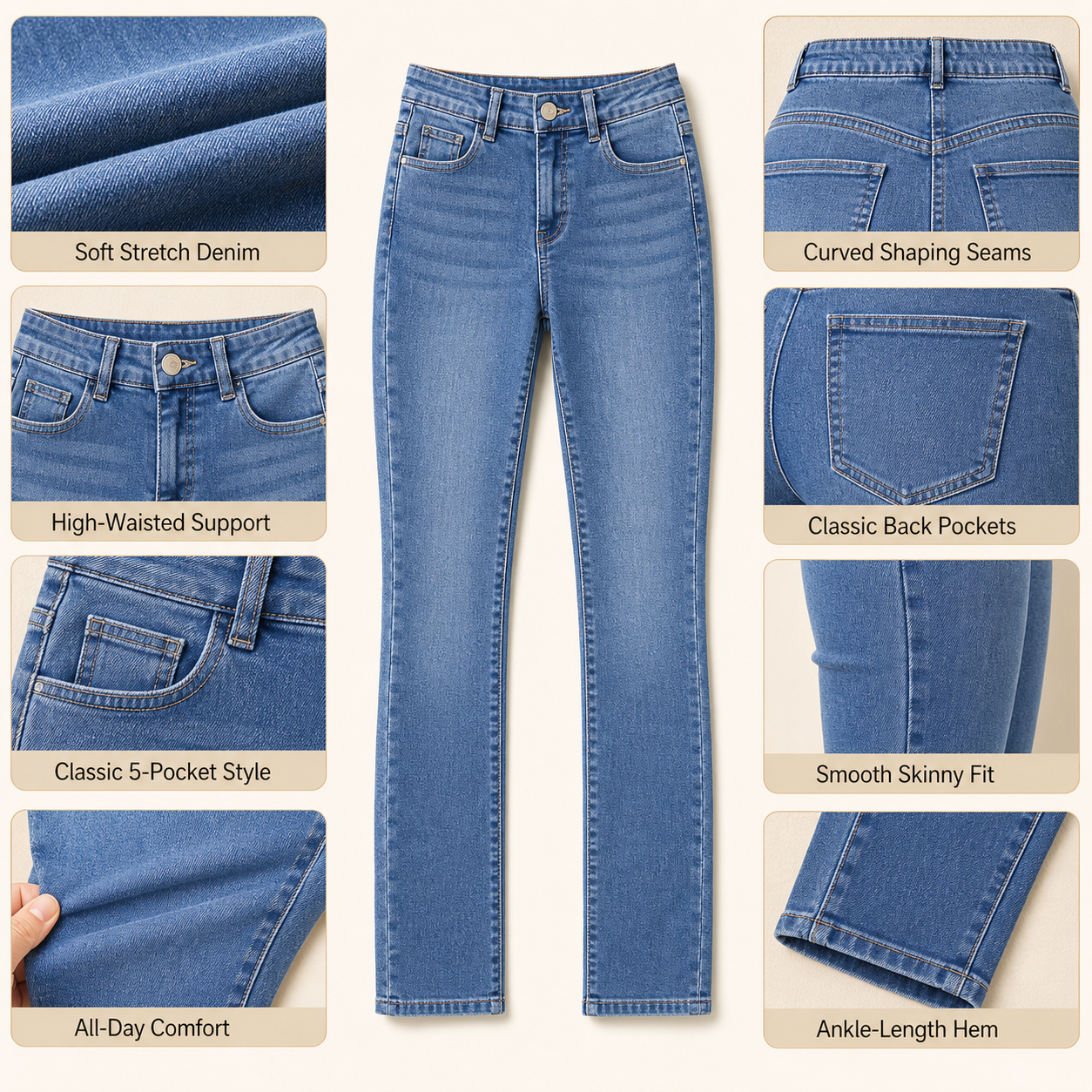 High-Waisted Stretch Skinny Jeans