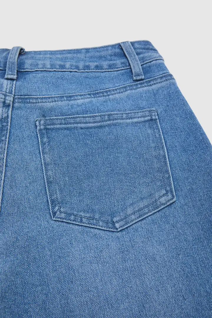 🔥Wash Pocket Side Mid Waist Barrel Leg Capri Jeans Without Belt