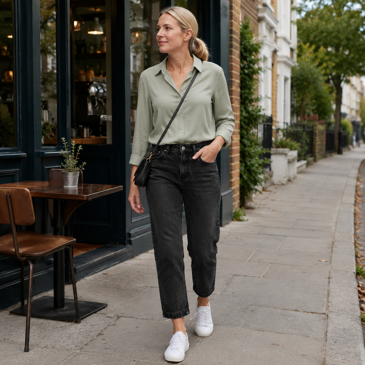 Seaming Detail Mid Waist Straight Leg Crop Jeans