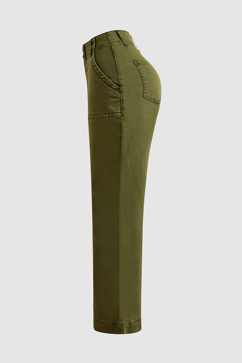 ⚡Last stock⚡- Double Button Mid Waist Straight Leg Pants (1/2)