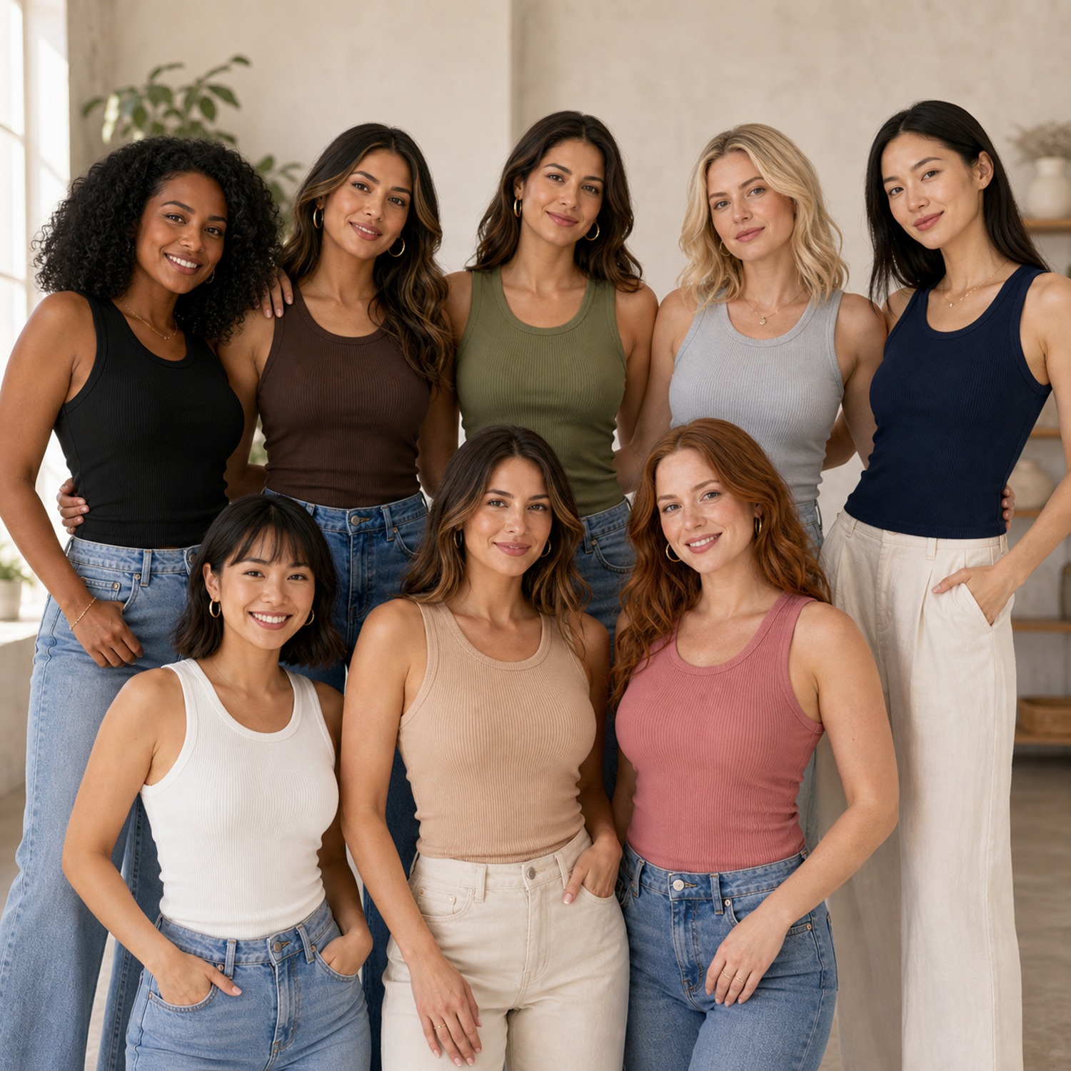 Women's Essential Ribbed Tank Tops - 8 Pack