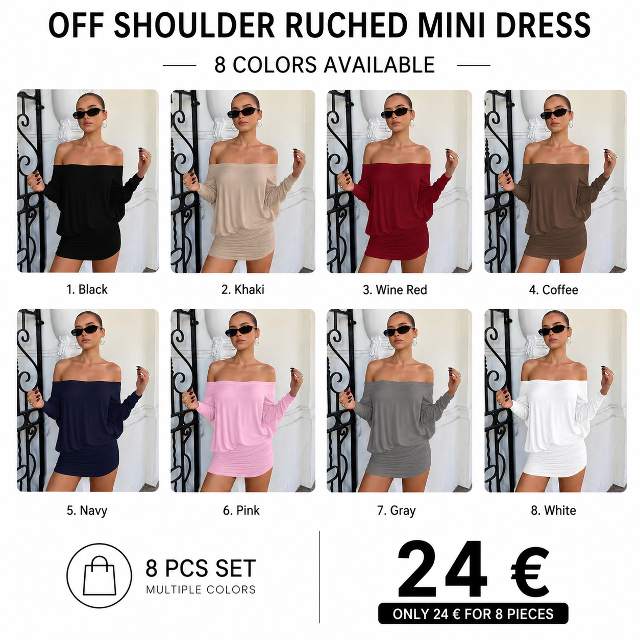 Women's Fashion Sheer Pleated Casual Party Dress — Spring/Autumn Style, Off-Shoulder, Long Sleeve, Slim-Fit Mini Dress