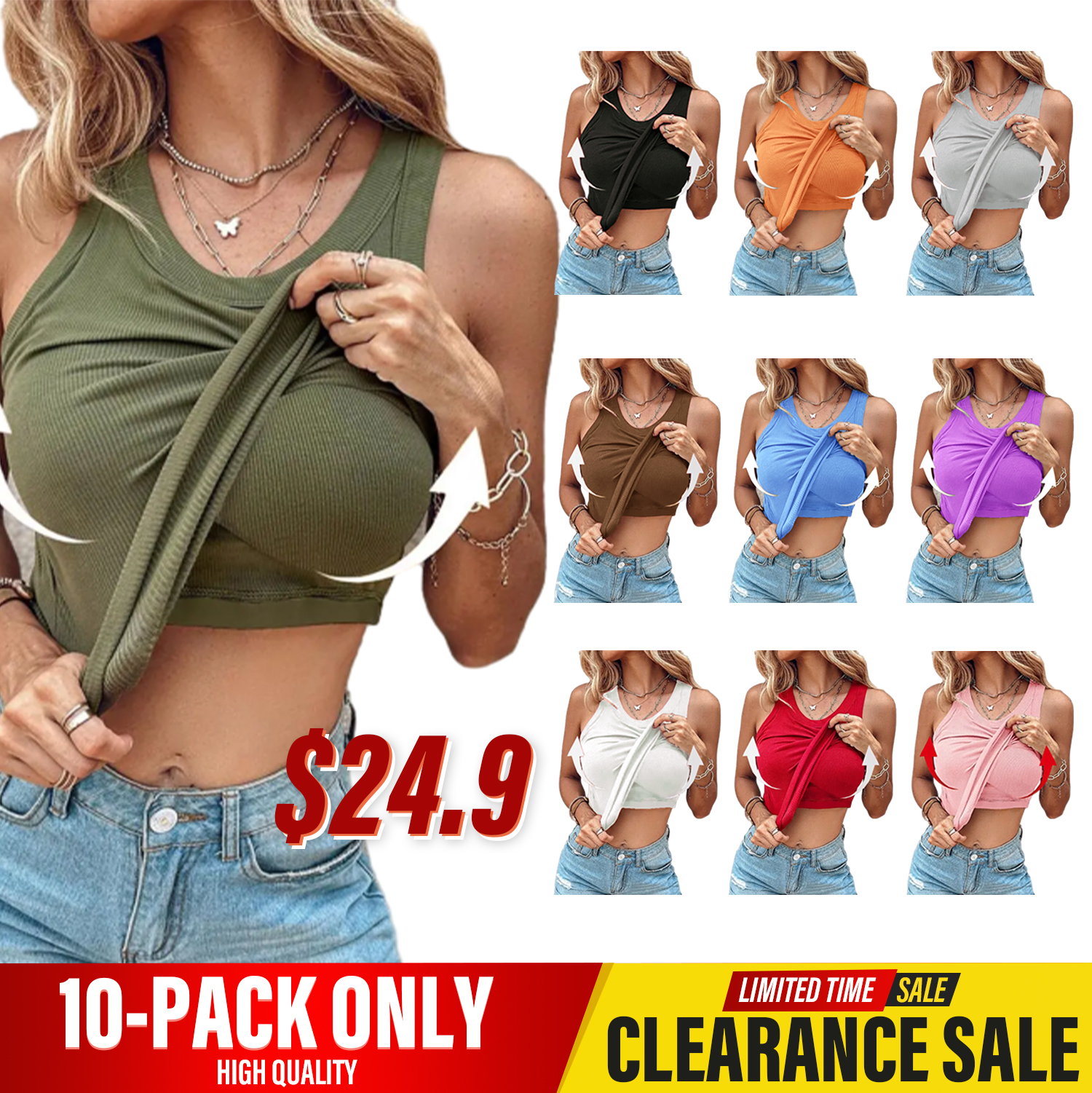 Women Going Out Built-in Bra Tank Top