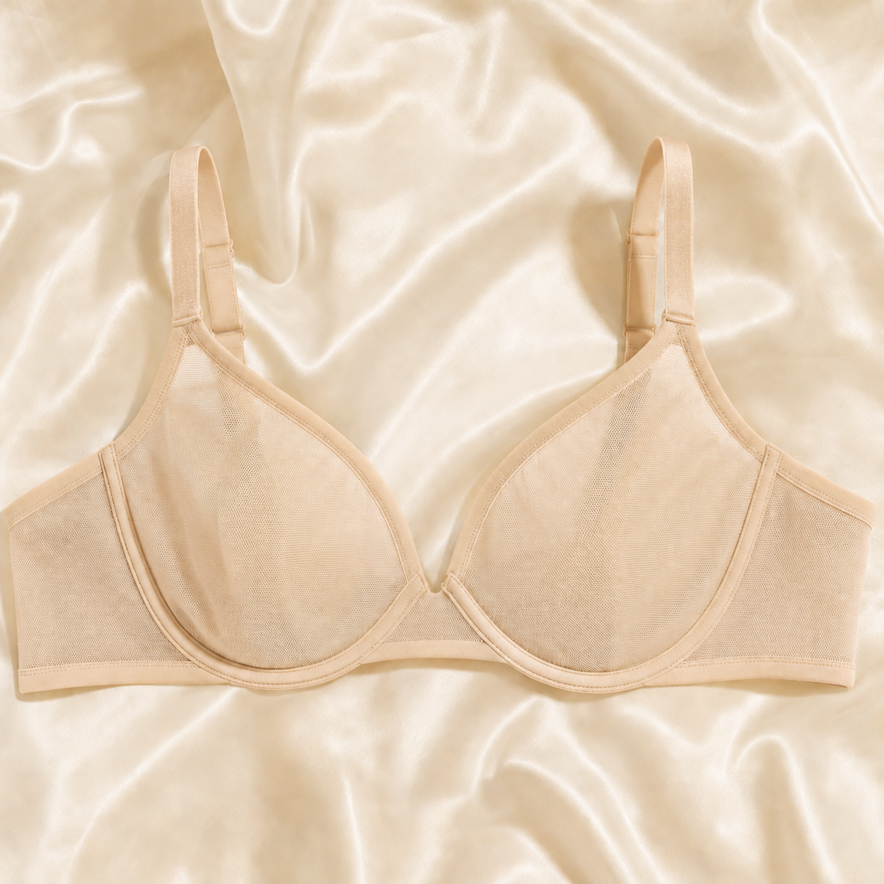 Sheer Mesh Unlined Underwire Bra