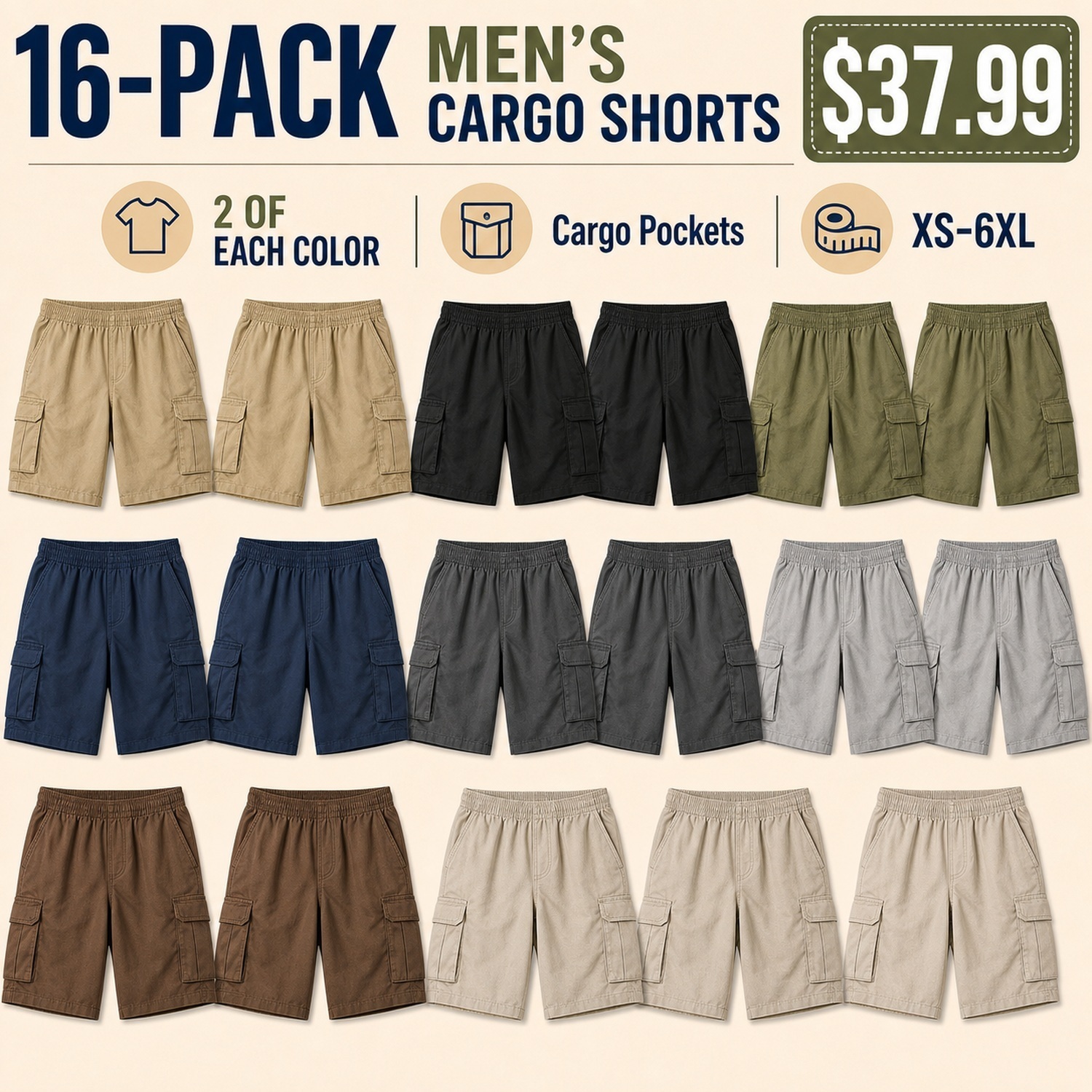 Men's Weekend Utility Shorts - 8 Pack
