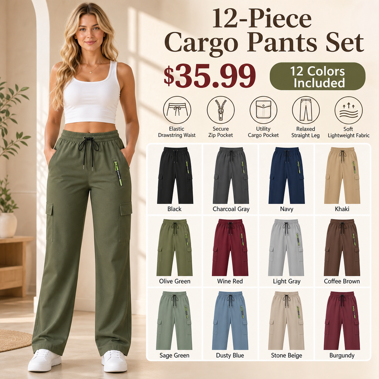 Women’s Drawstring Cargo Pants