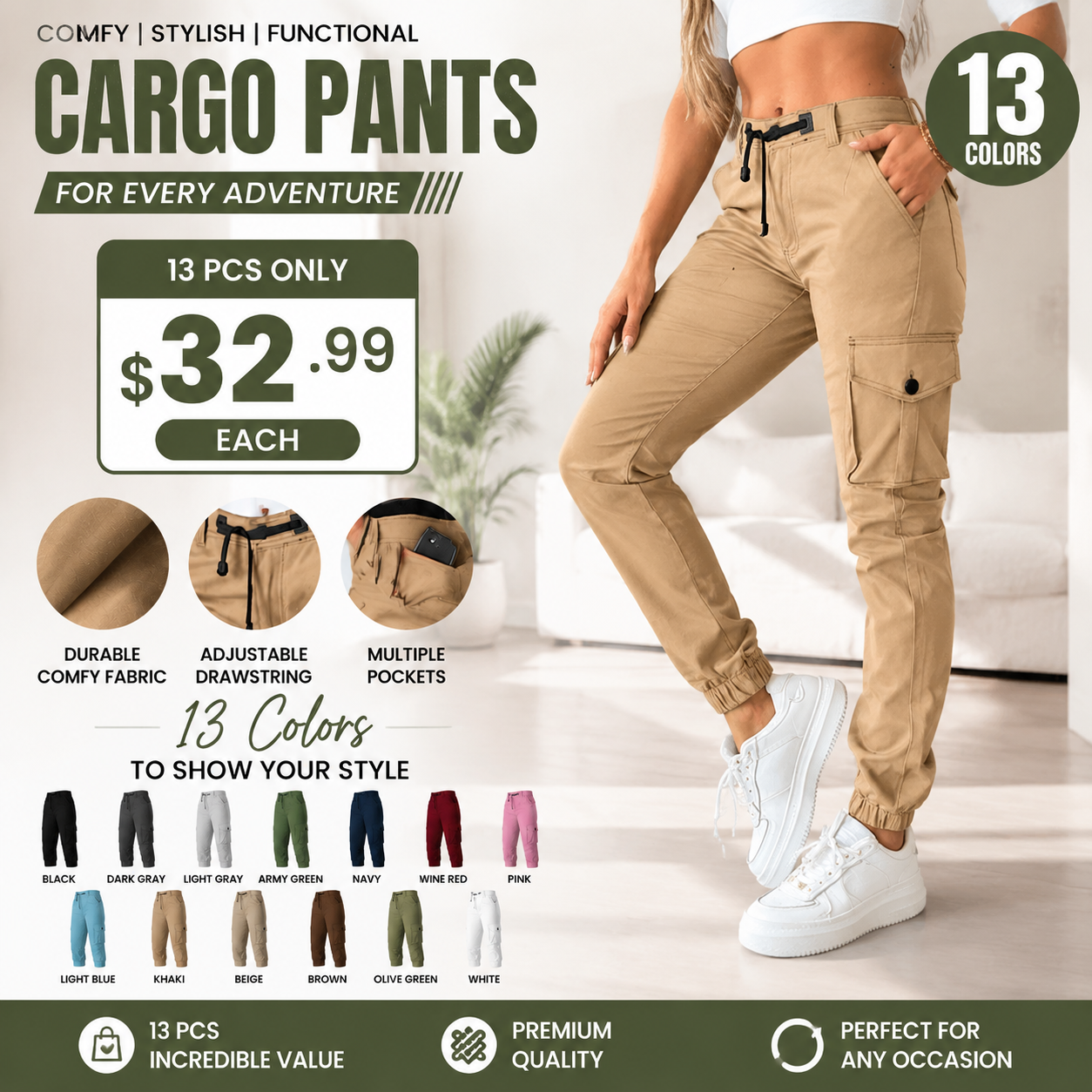 Women's High Waist Cargo Jogger Pants