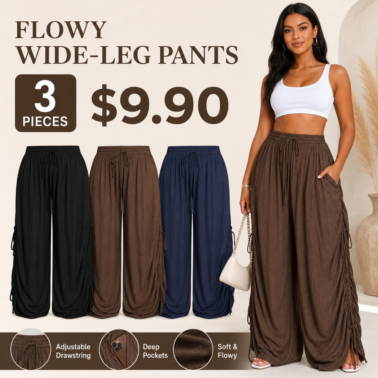 Women's Casual Loose Wide-Leg Pants