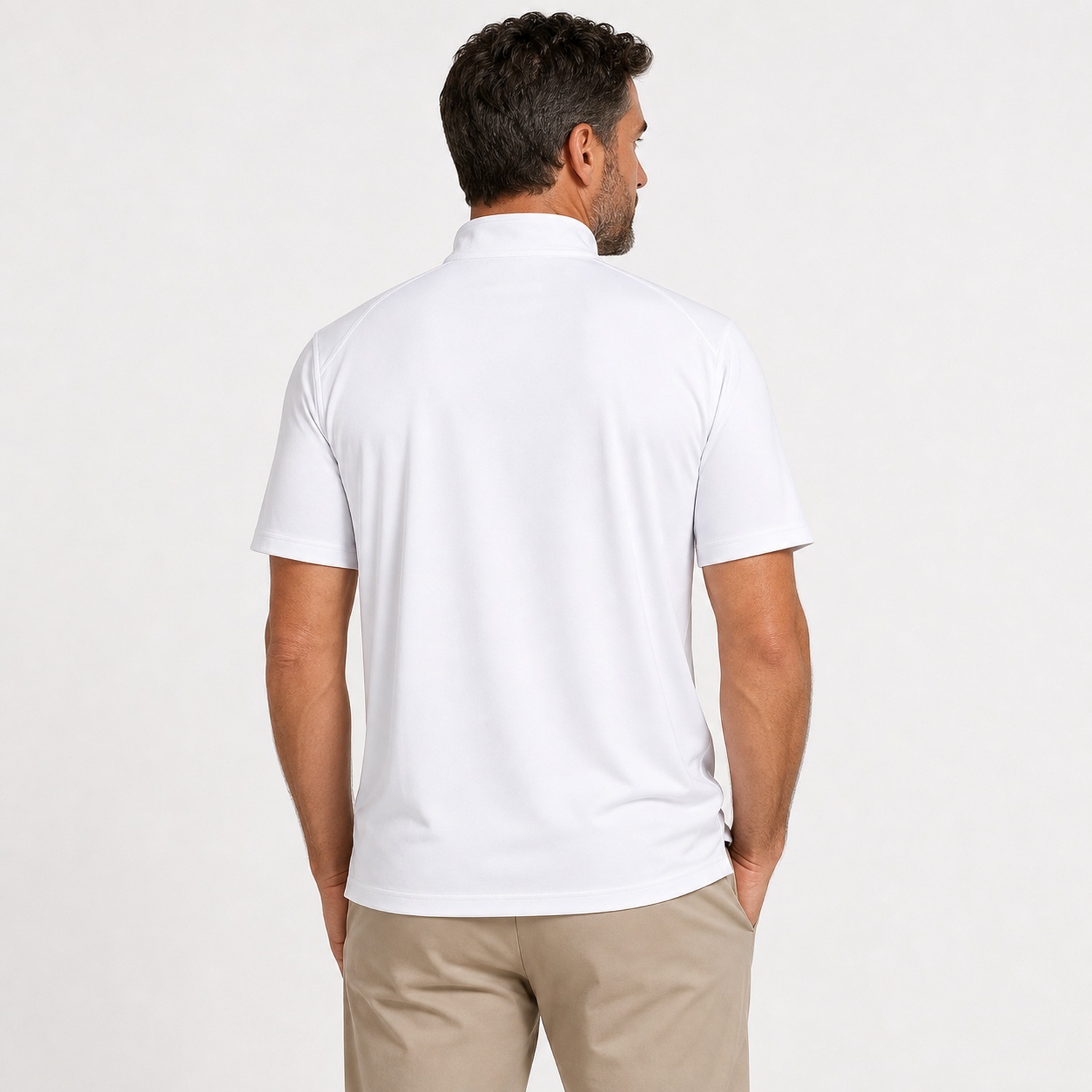 Men's Quarter Zip Performance Polo Shirts - 8 Pack