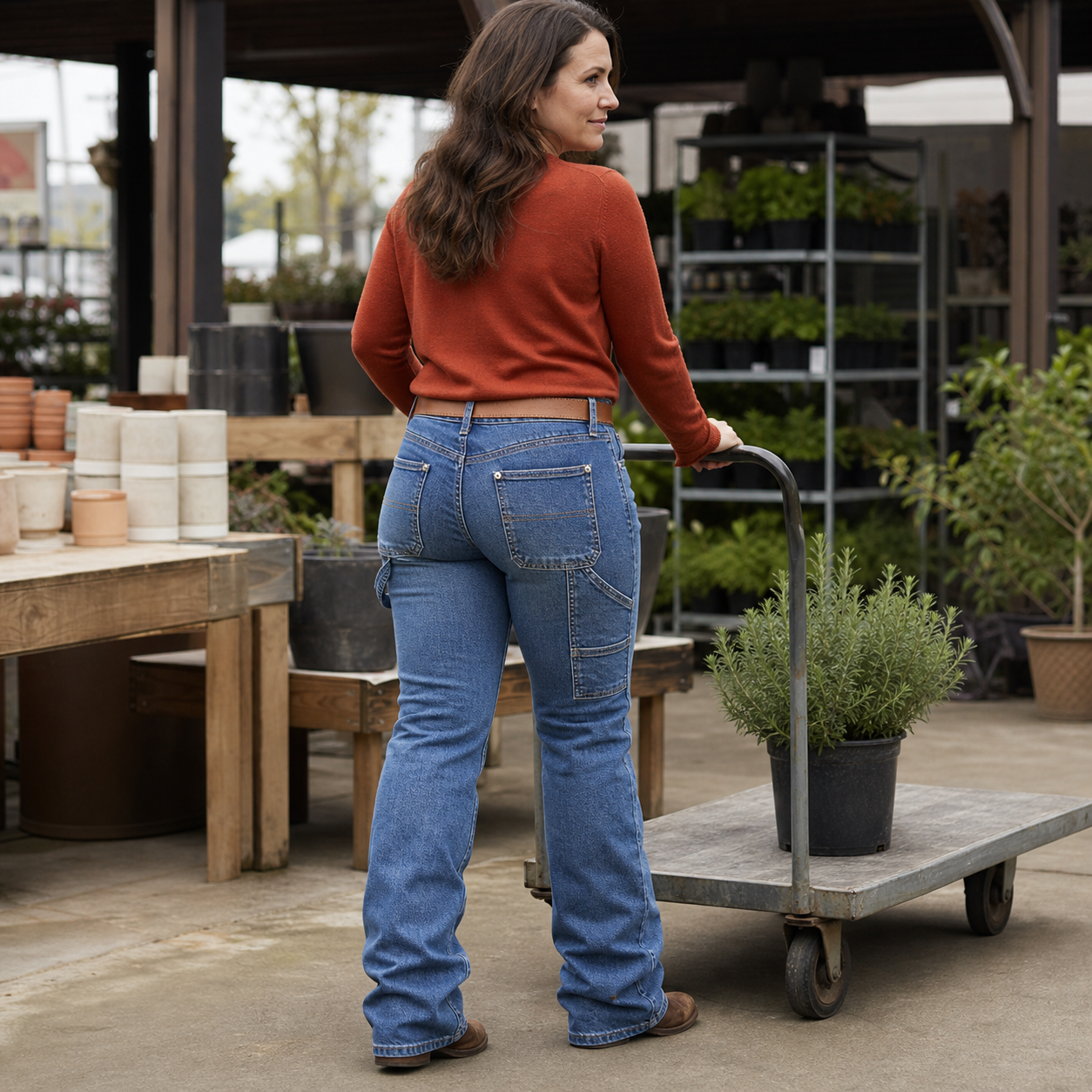 Wash Mid Rise Bootcut Carpenter Jeans