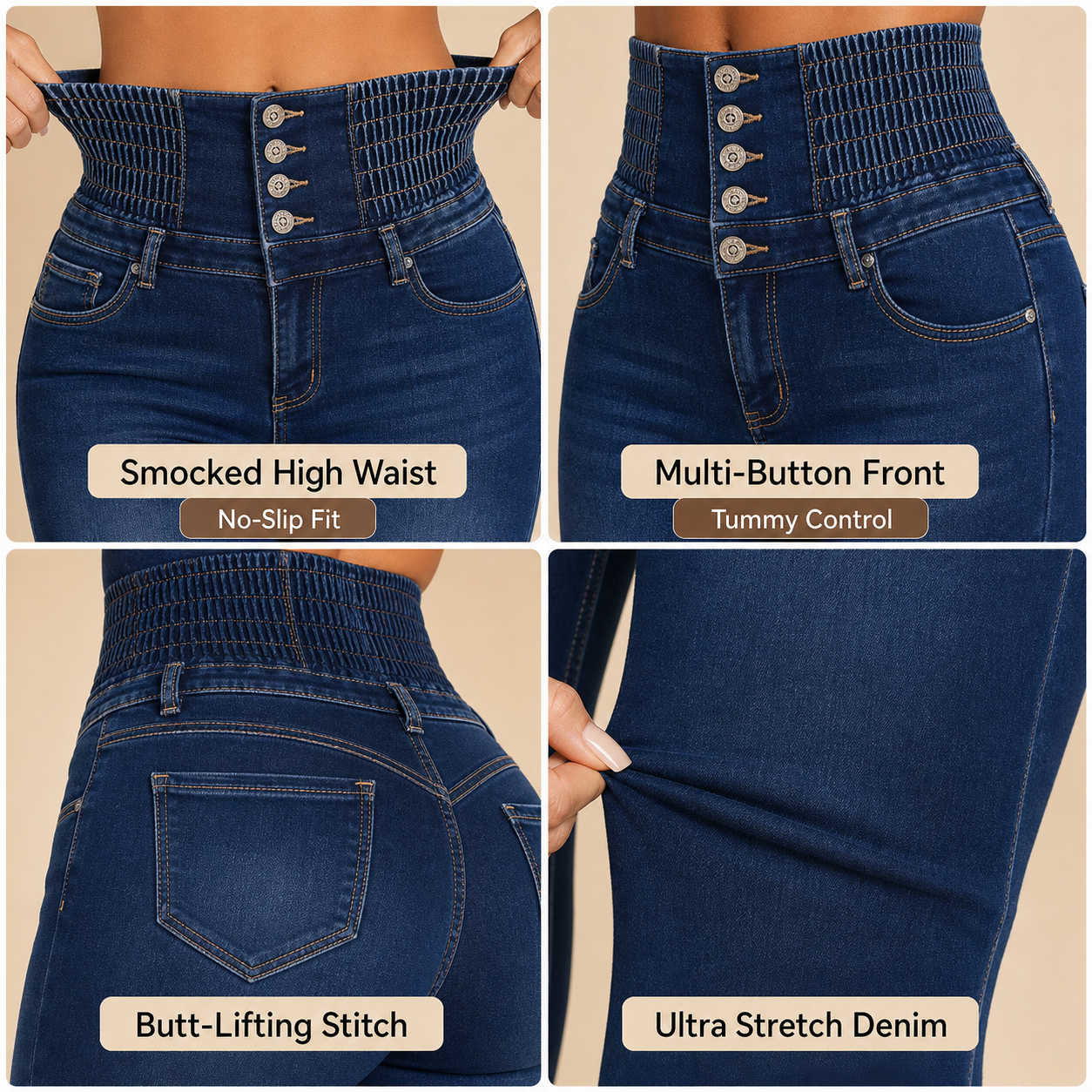 High Waist Butt Lifting Stretch Jeans