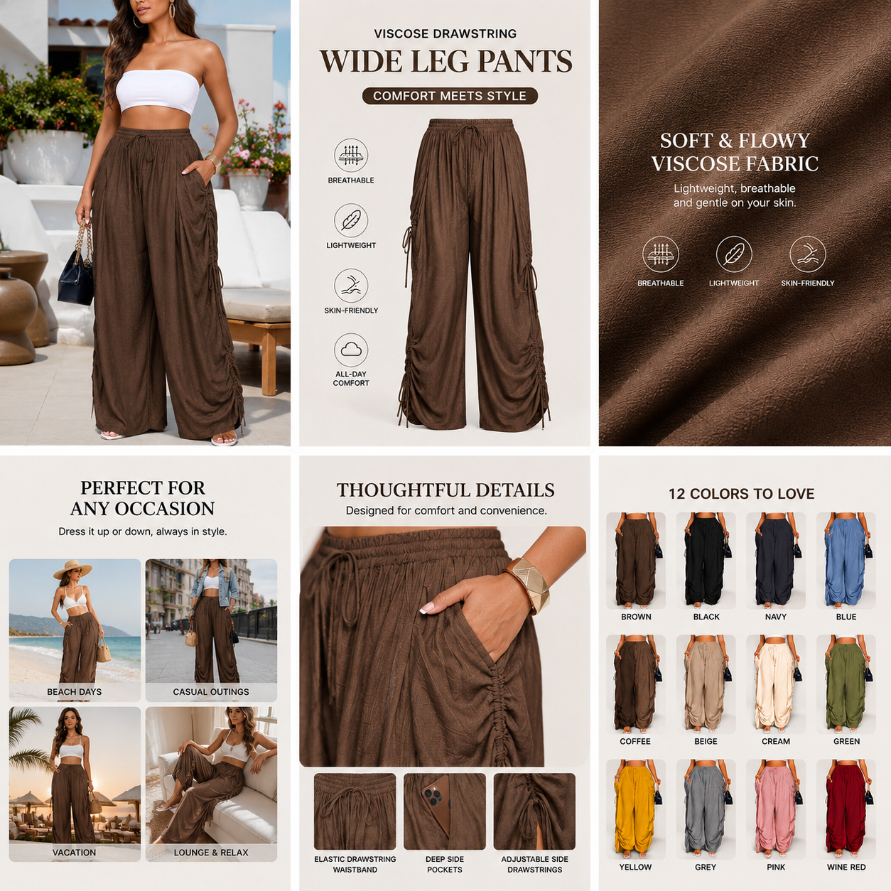 Women's Casual Loose Wide-Leg Pants
