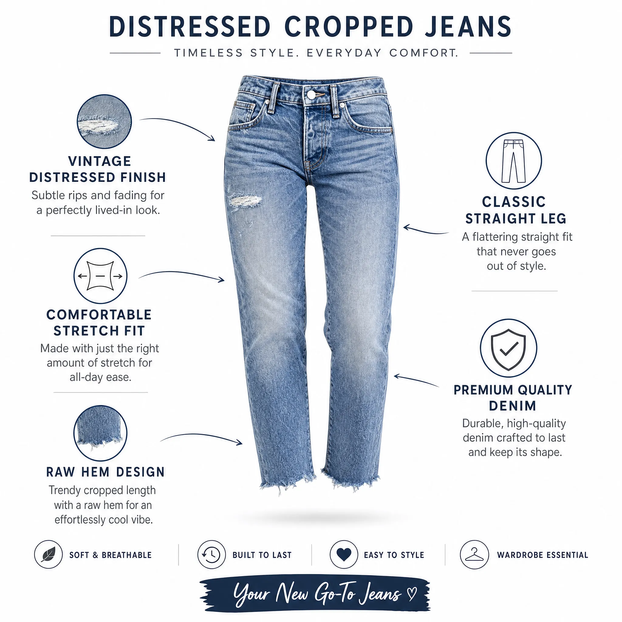 ⚡FINAL SALE⚡-8-Pack Mid Rise Ripped Straight Leg Jeans