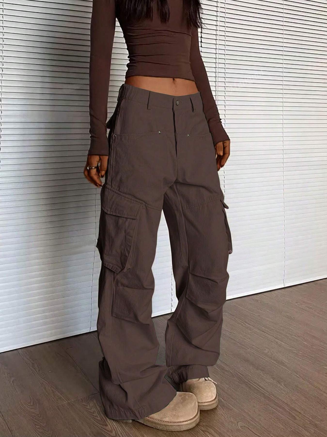 Women's Elegant Basic Solid Color Cargo Pants