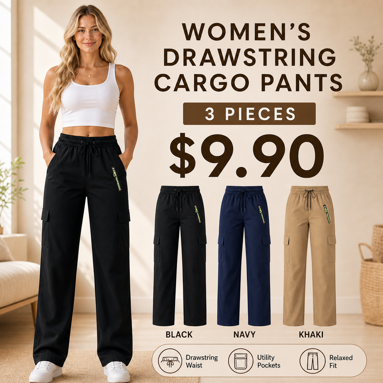 Women’s Drawstring Cargo Pants