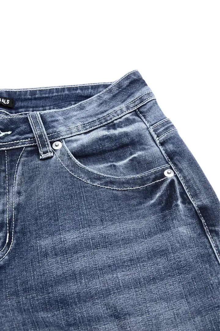 ⚡FINAL SALE⚡- Star & Stripe Embroidery Raw Hem Ripped High Waist Skinny Capri Jeans