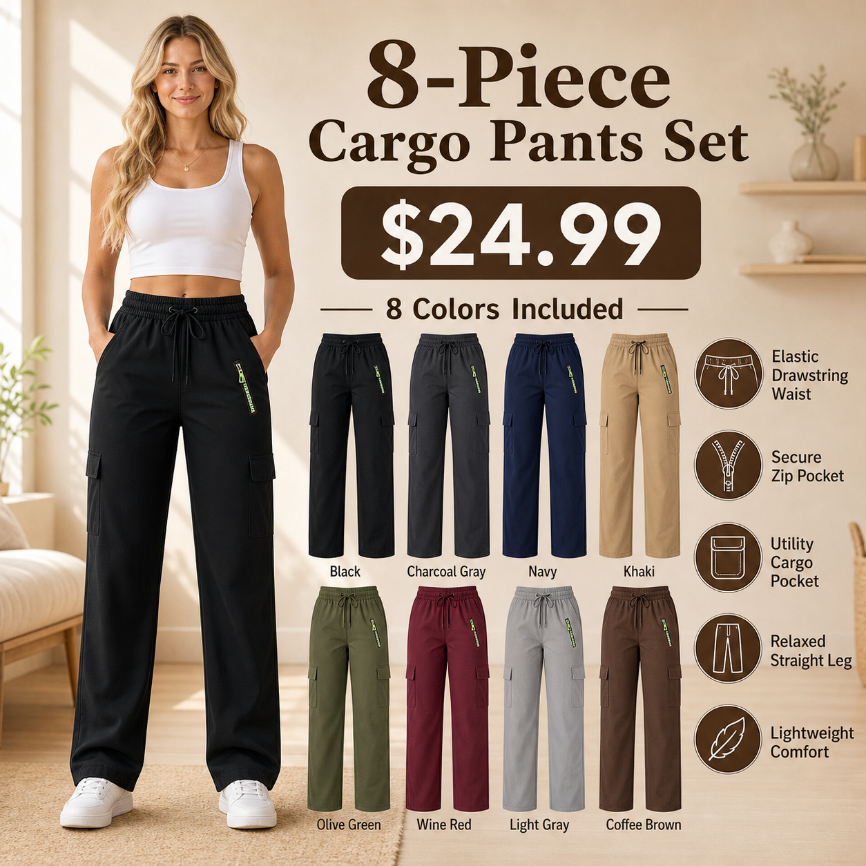 Women’s Drawstring Cargo Pants