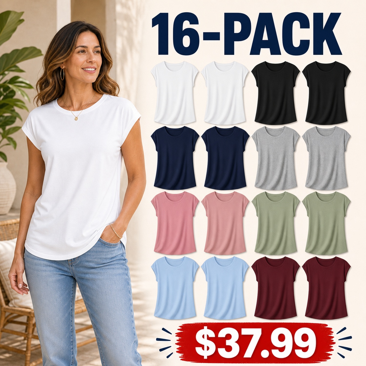 Women's Cooling Cap Sleeve Everyday Tops - 8 Pack