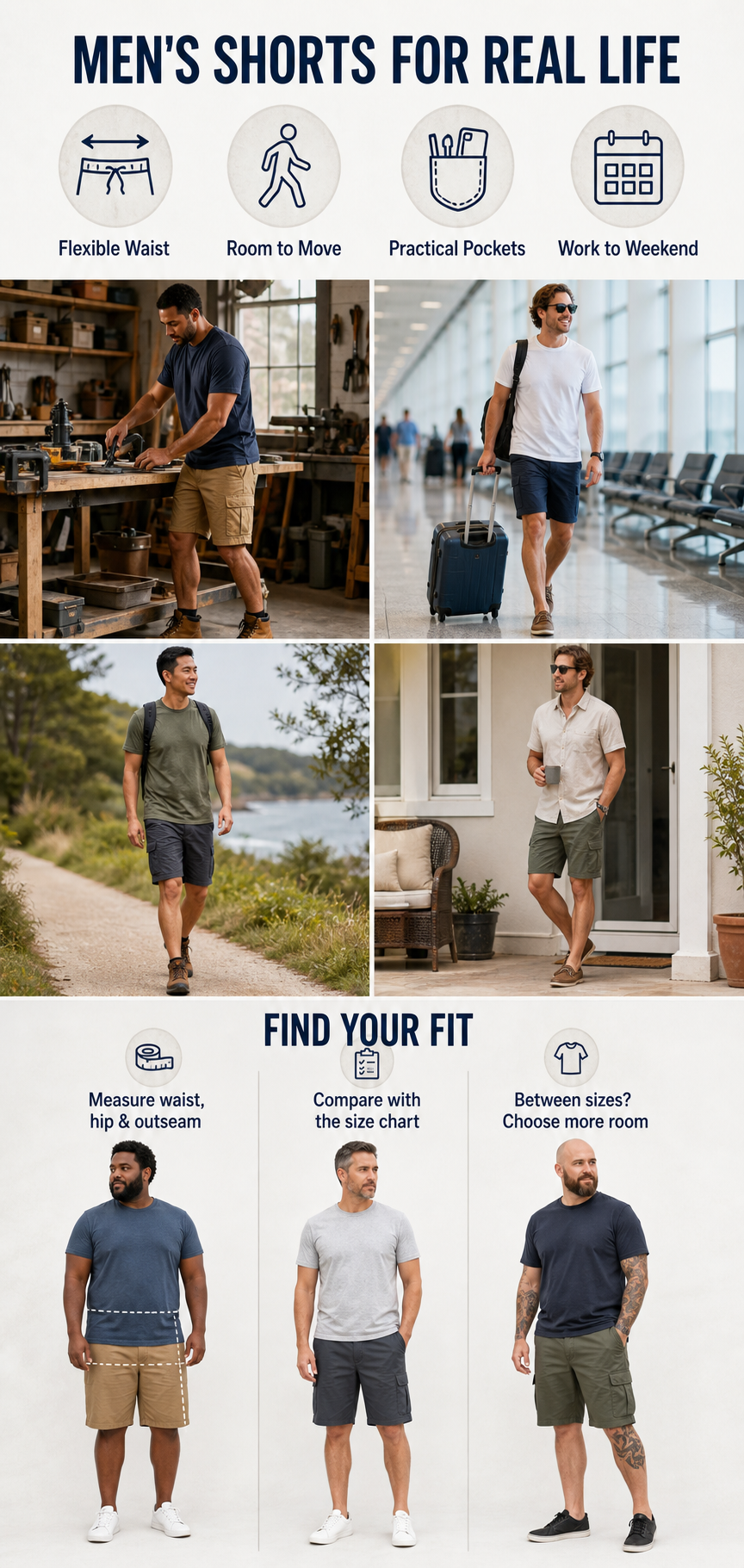 Men's Weekend Utility Shorts - 8 Pack