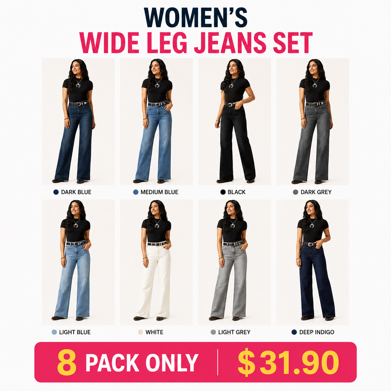 Jill Wide Leg Denim Jeans for Women - Ultra High Rise