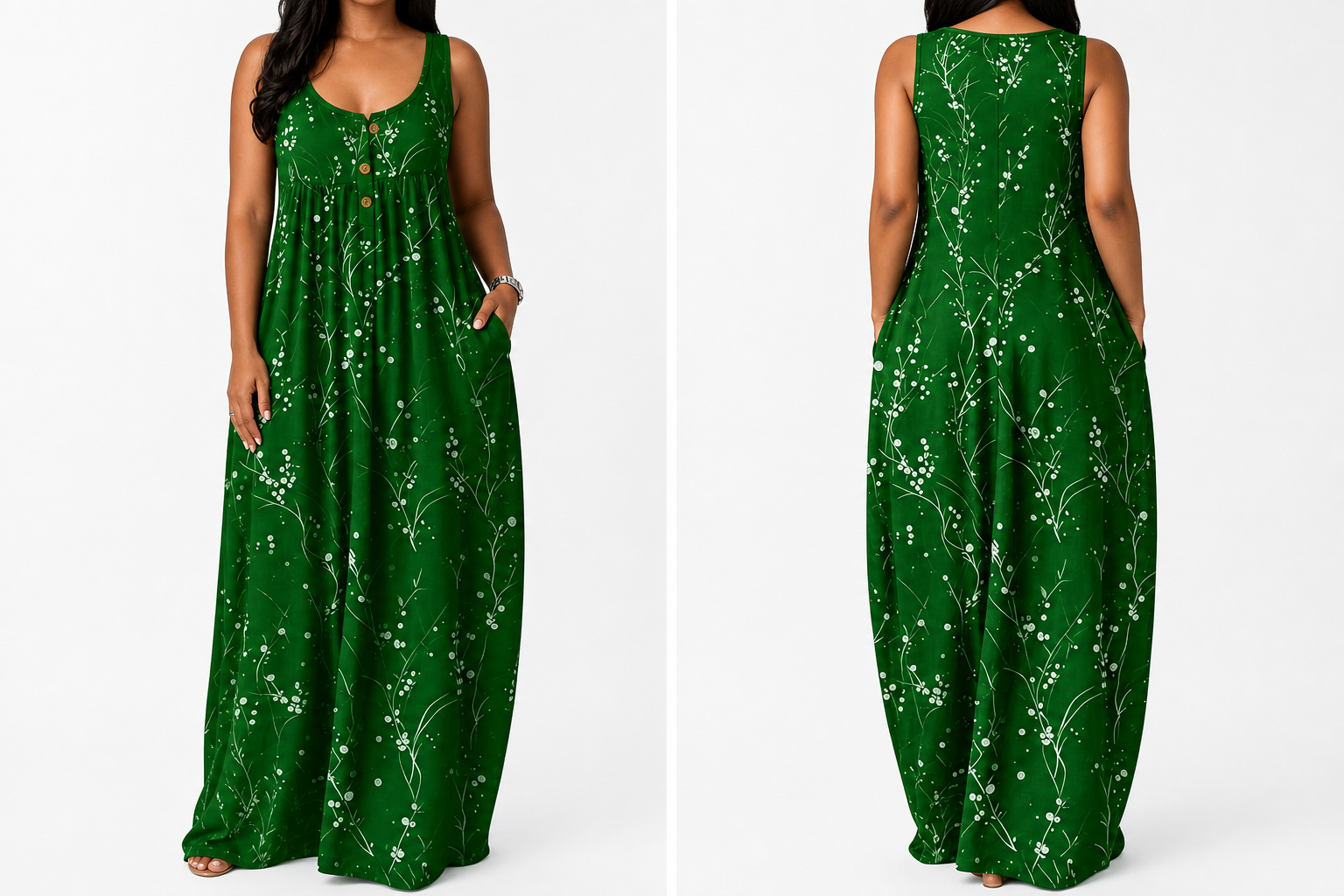 Plus Size Sleeveless Tree-Print Pocket Maxi Dress - 8 Pack image 3