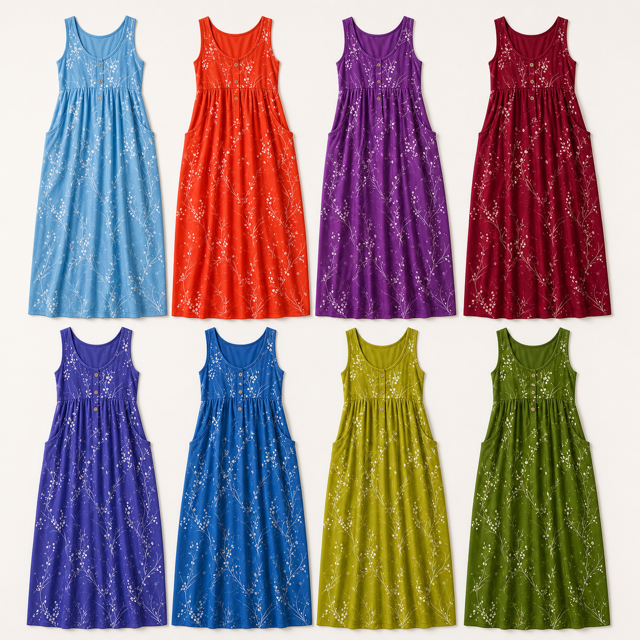 Plus Size Sleeveless Tree-Print Pocket Maxi Dress - 8 Pack image 4