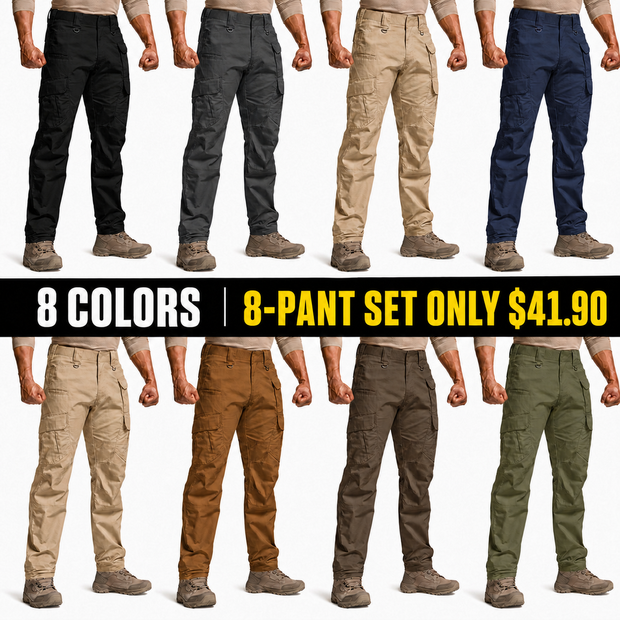 Eight-color tactical utility pants set, 8-PANT SET ONLY $41.90