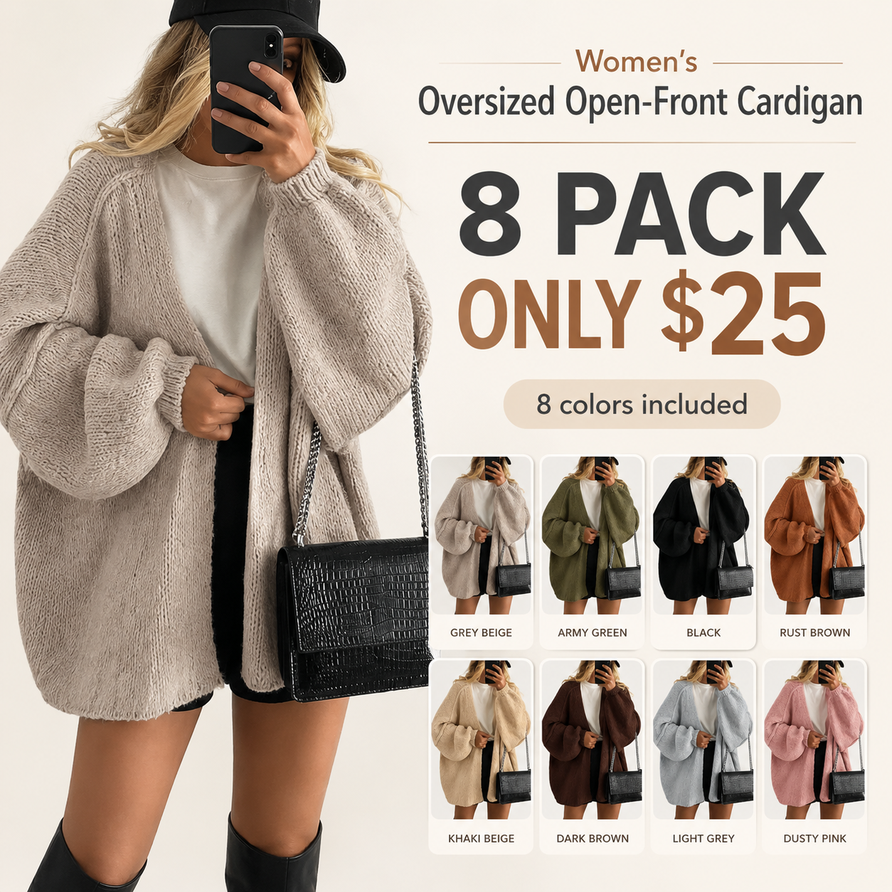 Women's Oversized Open-Front Cardigan Sweater - Lightweight Long-Sleeve Knit