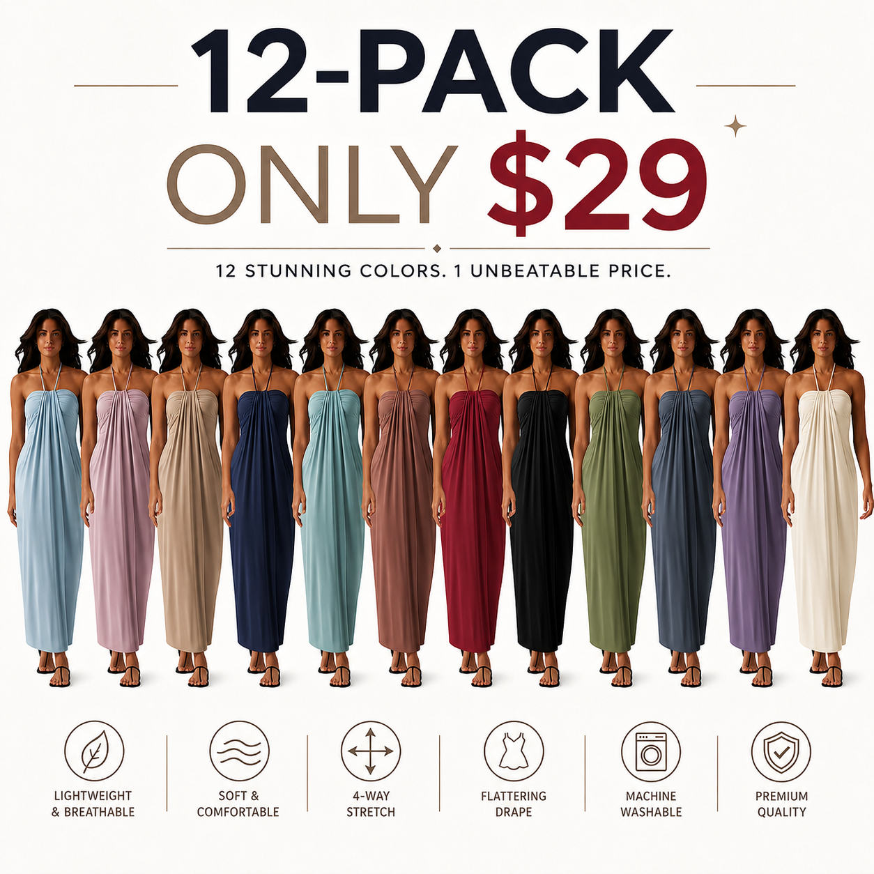 Final Sale🔥Halter Tie Back Maxi Dress with Pockets