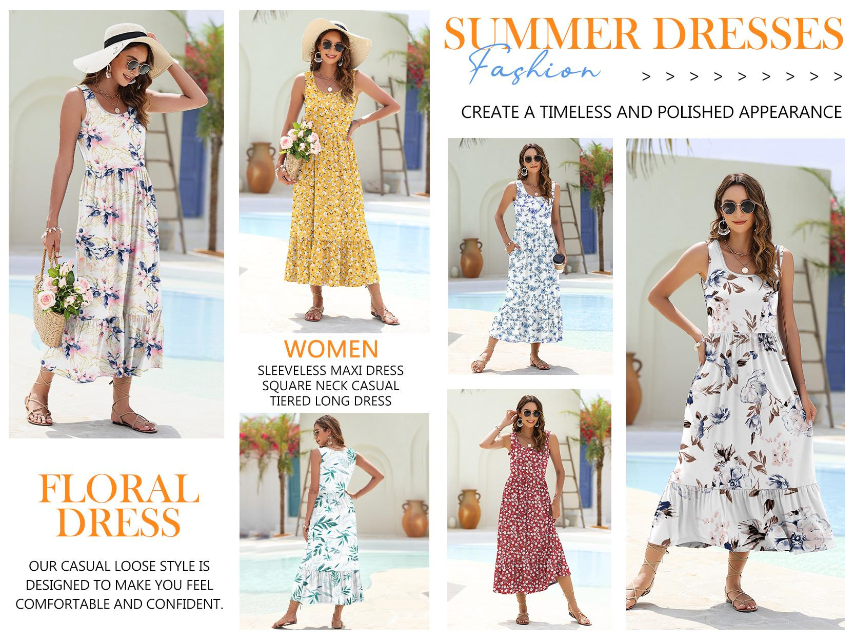 10-Pack Women's Floral Maxi Dresses with Pockets — 10 Colors for $25