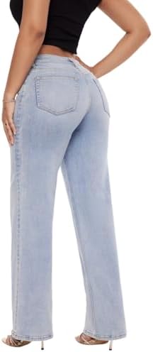 Light blue wide-leg jeans back fit and pocket view