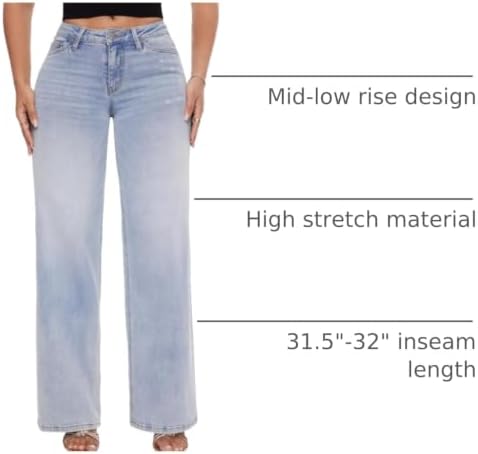 Light blue jeans showing mid-low rise and stretch details