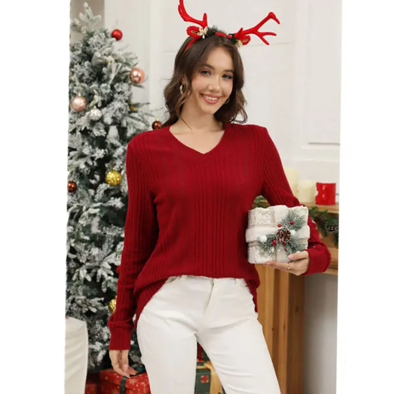 Women's Lightweight V-Neck Knit Tunic Top - Oversized Layering Sweater