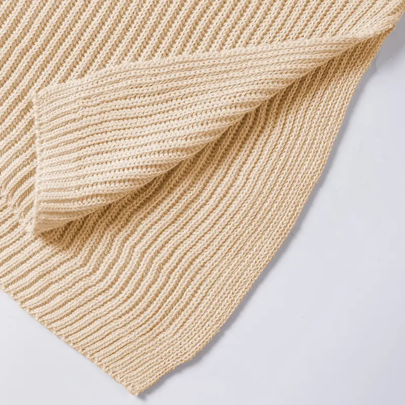 Women's Oversized Solid Knit Pullover Sweater - Puff Short Sleeves, Round Neck & Side Slit