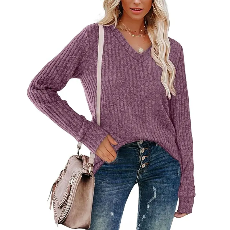 Women's Lightweight V-Neck Knit Tunic Top - Oversized Layering Sweater
