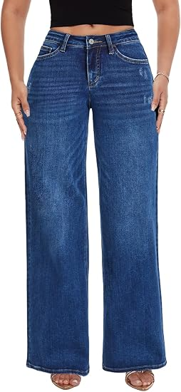 Women's-Mid-Low-Rise-Wide-Leg-Stretch-Jeans---Relaxed-Fit