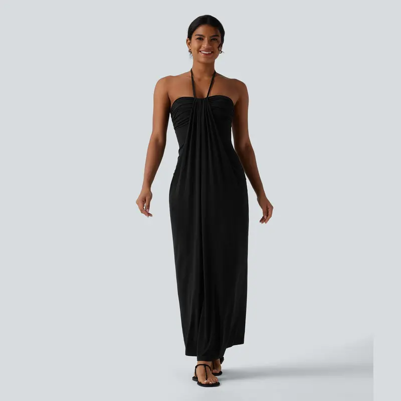 Final Sale🔥Halter Tie Back Maxi Dress with Pockets