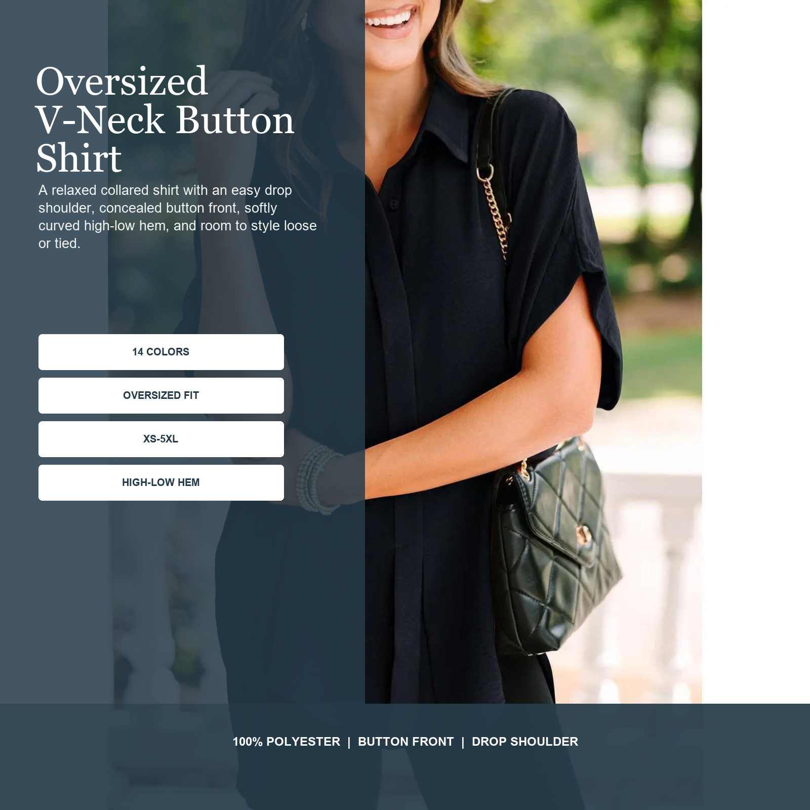 Oversized V-Neck Button Shirt