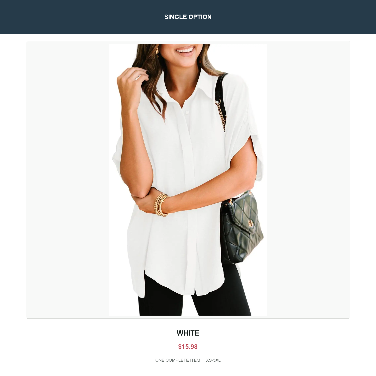 Single oversized v-neck button shirt in White
