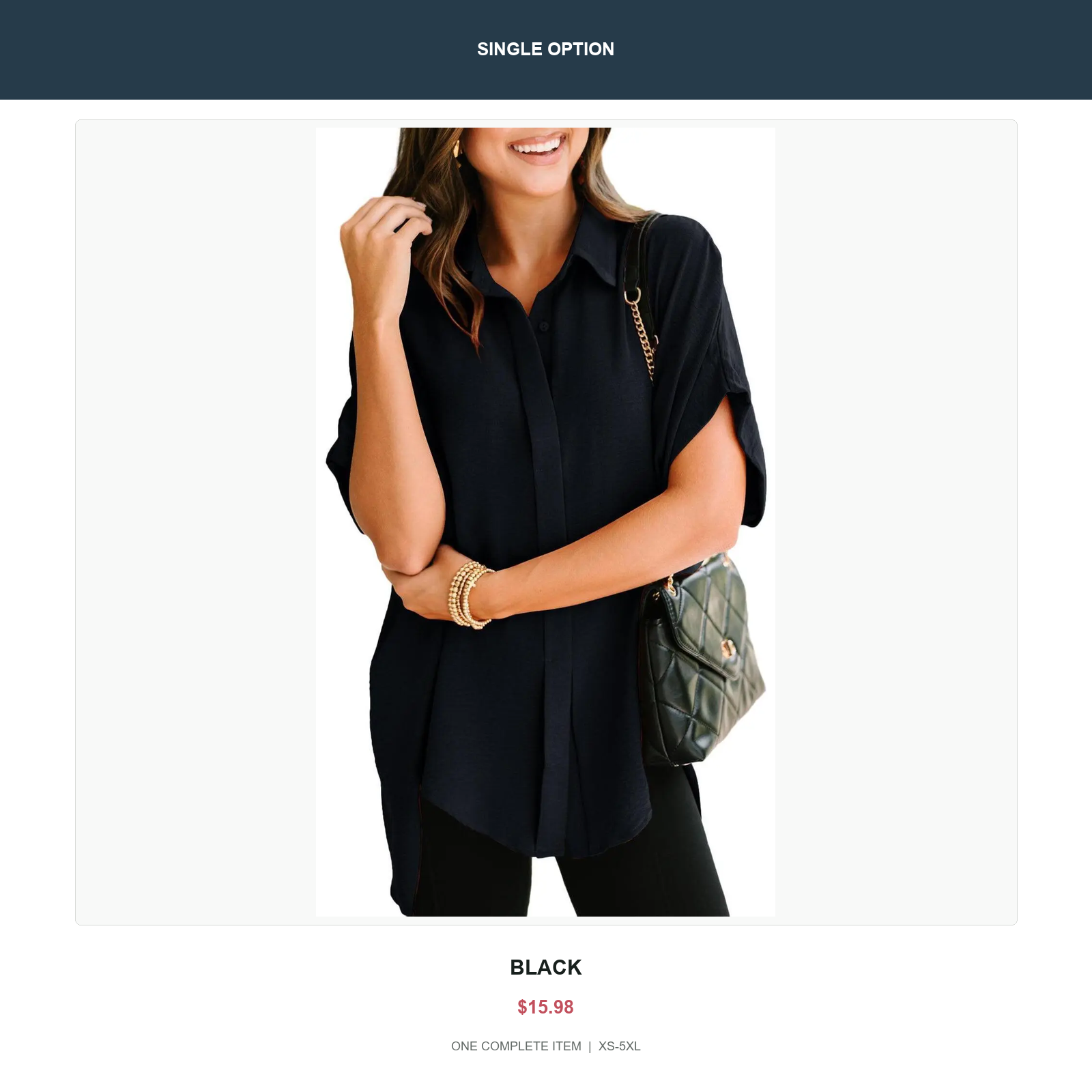 Single oversized v-neck button shirt in Black