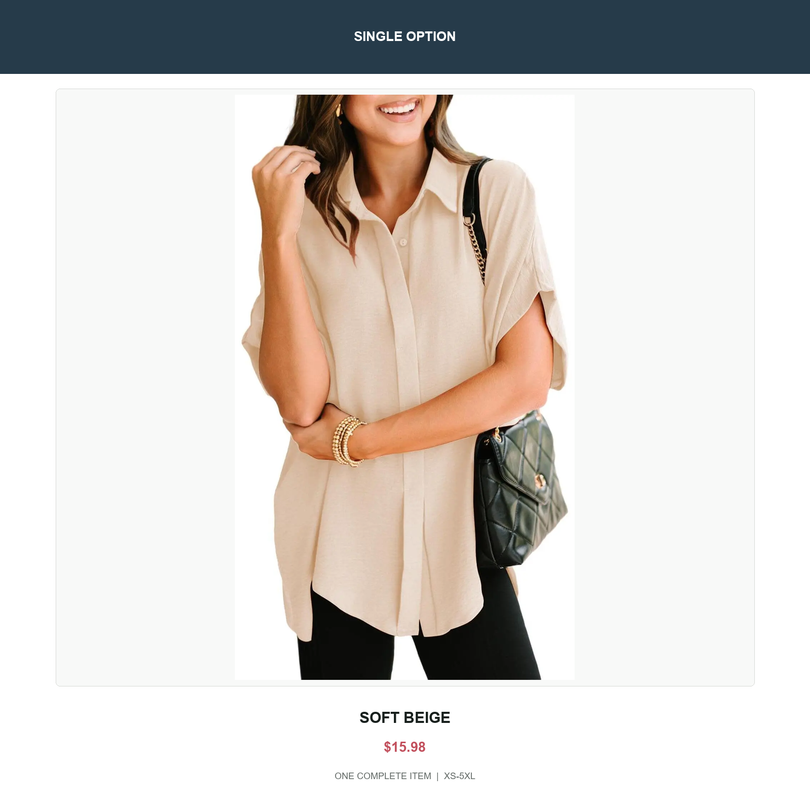 Single oversized v-neck button shirt in Soft Beige