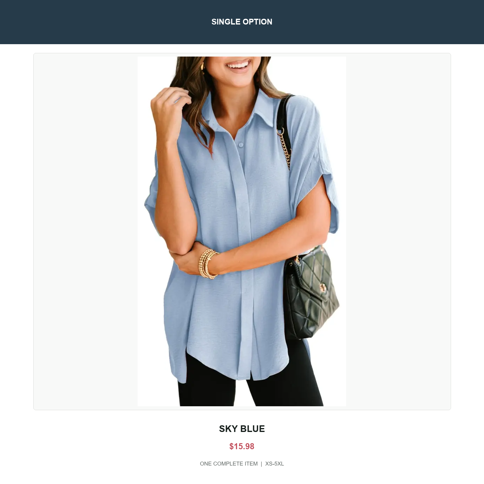 Single oversized v-neck button shirt in Sky Blue