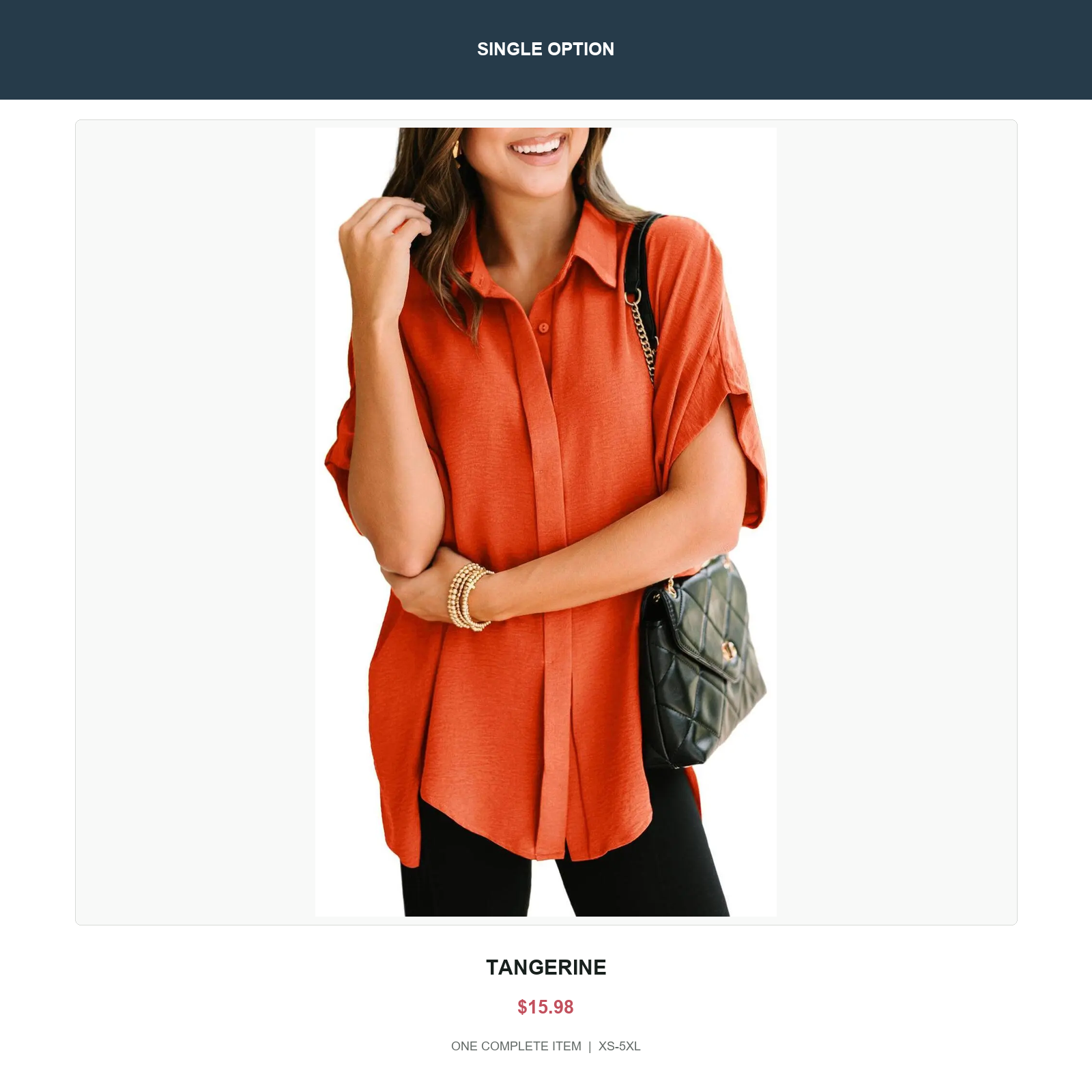 Single oversized v-neck button shirt in Tangerine